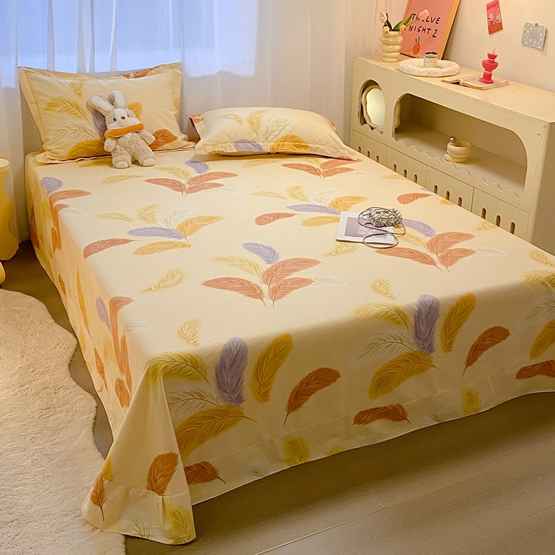 加厚磨毛纯棉床单单件家用全棉宿舍大被单双人炕单枕套三件套学生