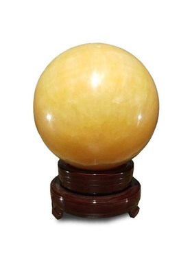 天然黄水晶球摆件家用土黄色玉球原石打磨客厅厨房西北角火烧天门