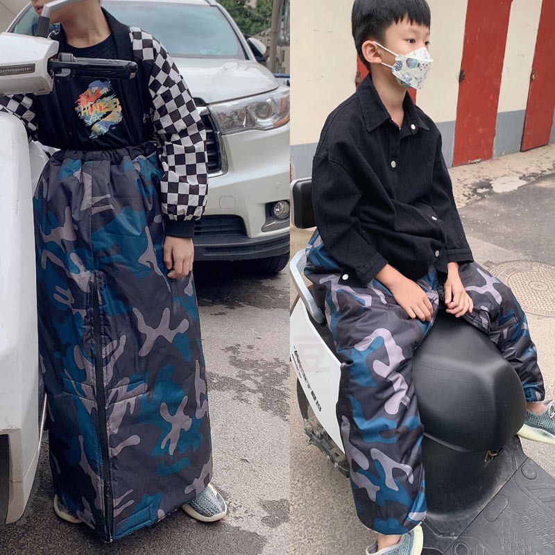 电动车后座挡风被儿童冬季护腿防水厚保暖罩加绒防寒后排防风围裙