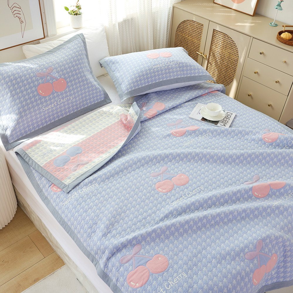 纯棉纱布包边毛巾j被盖毯新款单人床盖成人全棉办公室午睡沙发毯