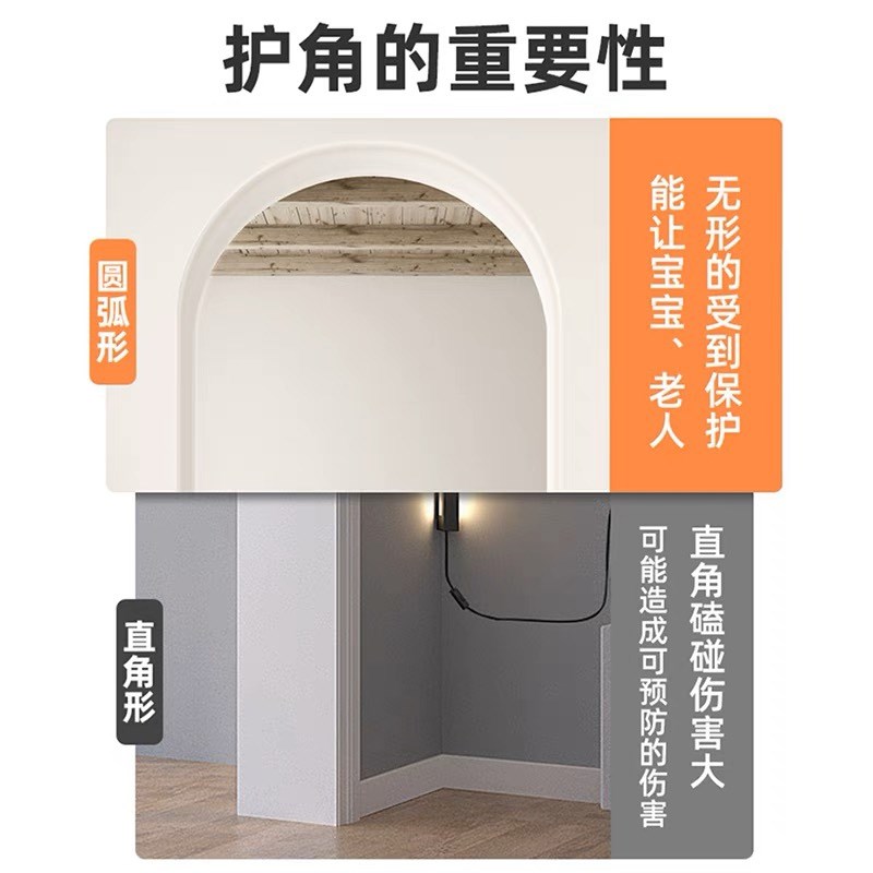 可弯圆弧阳角条PVC角线圆角圆形收口条护墙角保护条弧形大刮腻子