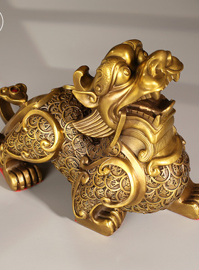 纯铜貔貅招财摆件皮丘一对客厅办公室开业礼品金属工艺术装饰大号