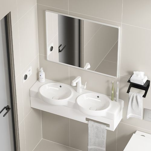 挂墙式一体陶瓷支架洗脸盆小户型卫生间超窄加长墙角挂壁式洗手盆