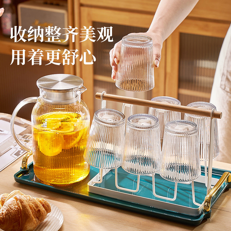 冷水壶玻璃耐热高温防爆t家用大容量冷水瓶凉白开V水杯扎茶壶冷水