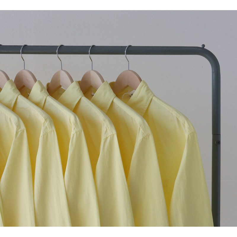 2021春夏薄款纯色水洗小鸡黄浅黄色纯棉衬衫长袖男女宽松bf风潮流