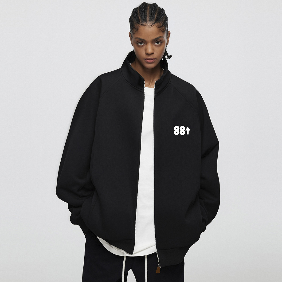 88rising纯色宽松开衫卫衣男女款