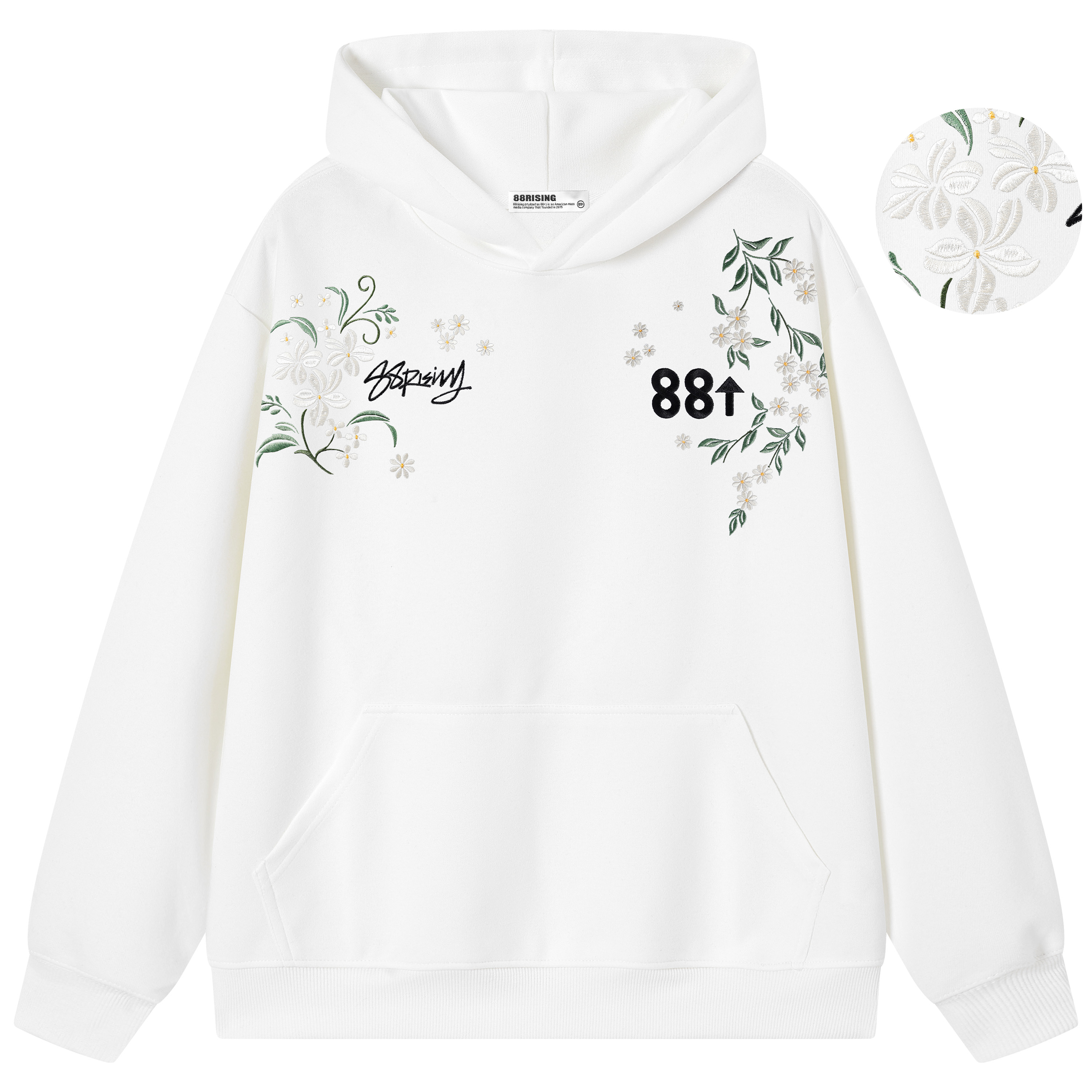 88rising刺绣落肩情侣连帽卫衣