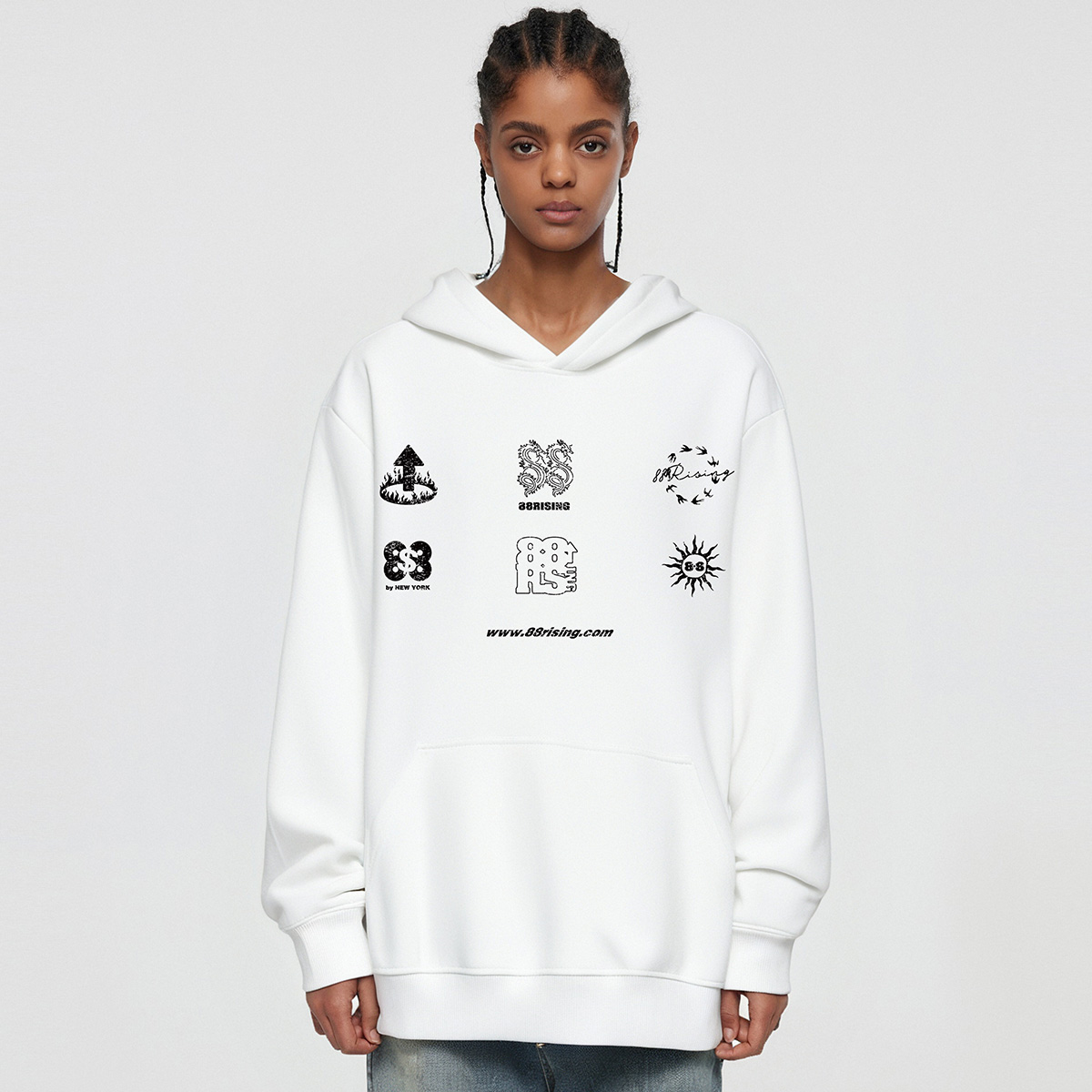 88rising涂鸦宽版落肩连帽卫衣