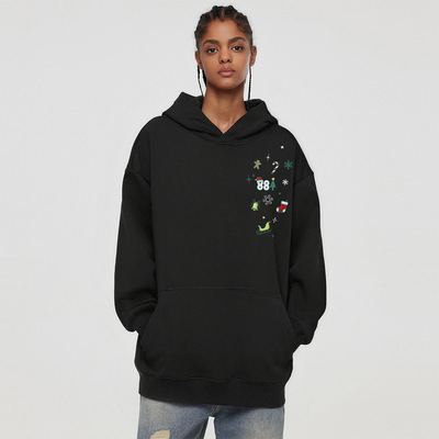 88rising加绒雪花刺绣连帽卫衣