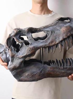霸王龙头骨潮玩摆件仿真恐龙工艺品动物头骨化石标本艺术品礼品