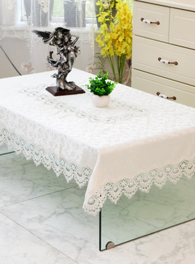 白色蕾丝茶几桌布台布桌垫布艺花边客厅欧式长方形餐桌布绿色紫色