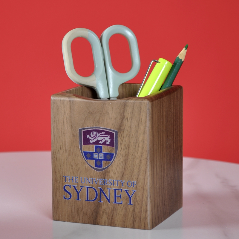 实木笔筒彩印定制激光刻字印logo照片木质木制创意办公学习文具