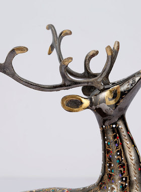 铜鹿摆件一对装饰品巴基斯坦铜器创意工艺品客厅摆设结婚礼物饰品