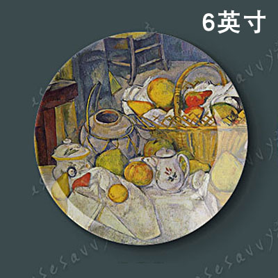6英寸塞尚油画装饰盘子墙欧式美式餐厅背景墙壁饰挂盘陶瓷盘摆件