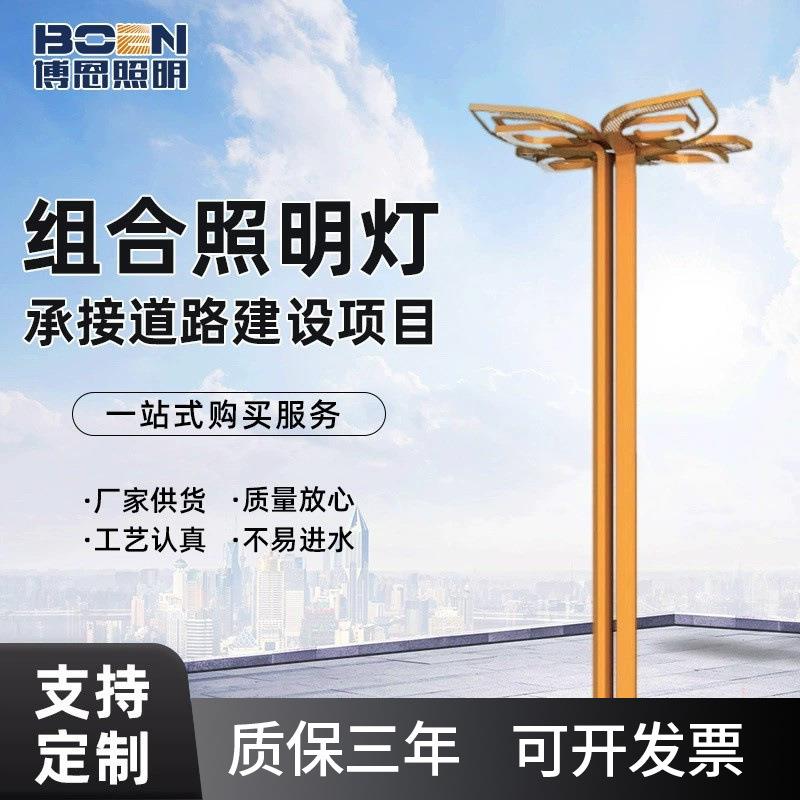 厂家供应城市组合照明灯黄色景观路灯LED灯6米8米可定制