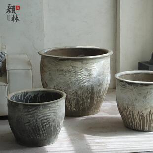手工土陶缸庭院造景 复古怀 旧大陶缸户透外园林种树大盆 气养鱼