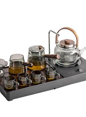 煮茶烧水壶一体茶家全盘自动黑JX-732晶炉功夫茶具套组高档小型泡