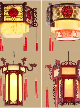 中式仿古木国艺吊灯古典锅羊灯皮中国风餐厅灯酒8158店大厅复古灯
