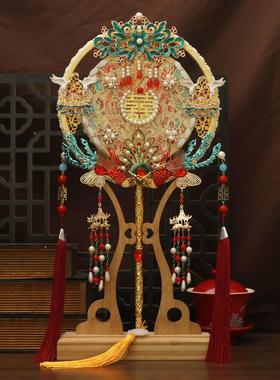 新款古新扇娘i中式婚礼团扇喜手工d风y成品PLI结婚送朋友送闺蜜