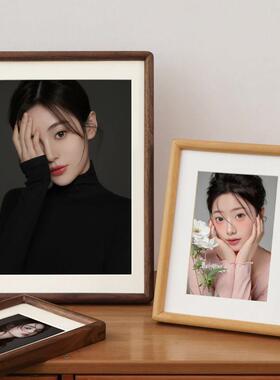 高级感黑BF-SMYJ1胡桃冲实木相框摆台洗照片印画di加打印6寸7做y