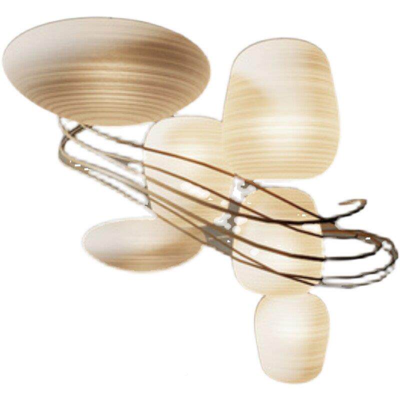 竹编YIZ玻璃组合型环绕造简约吊现代轻高级定制奢灯