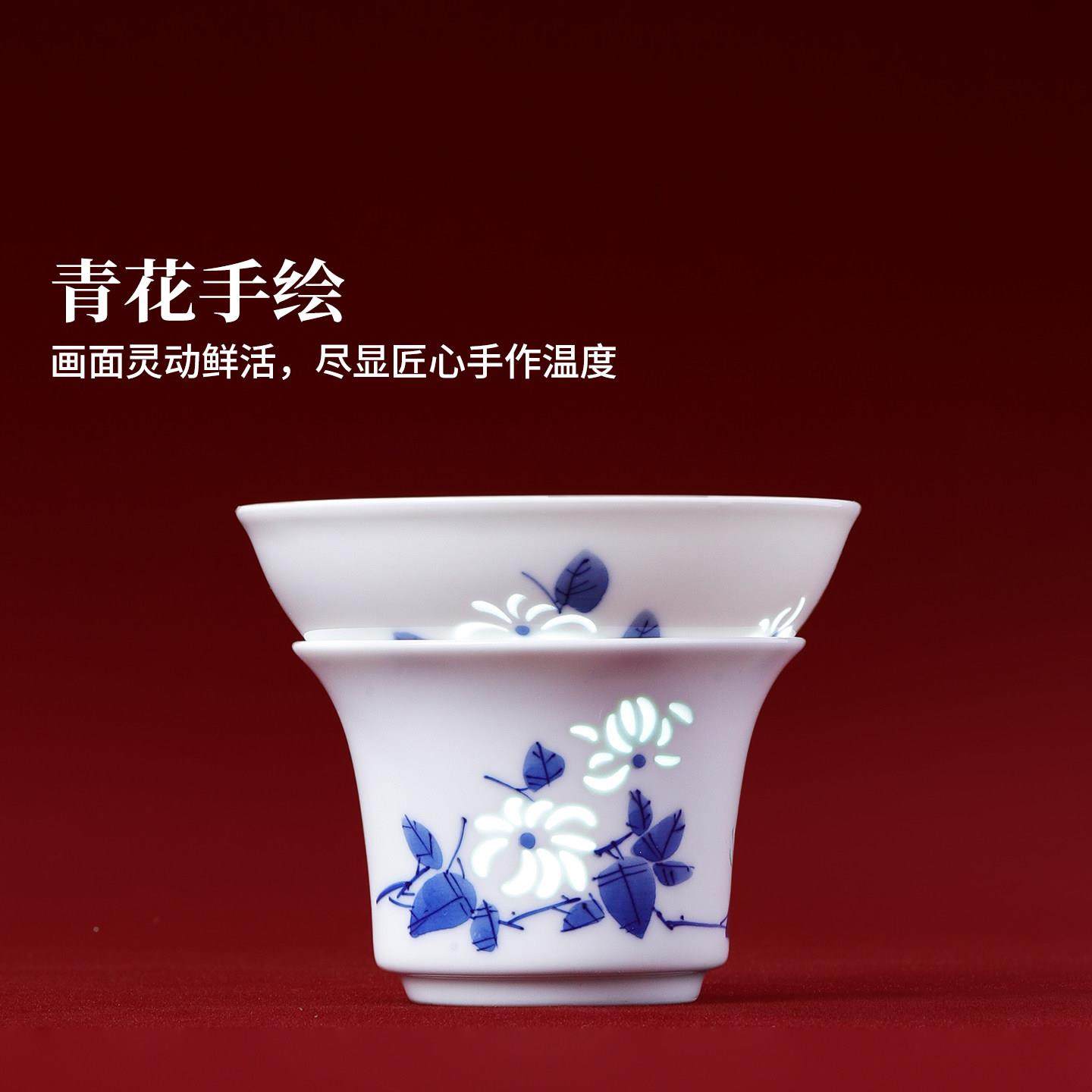 德官方镇陶手绘山丹中式釉下手绘青花玲珑家用茶具瓷礼盒套装高景,餐饮具,茶具礼盒,淘宝优惠券,粉丝福利购,淘宝优惠卷