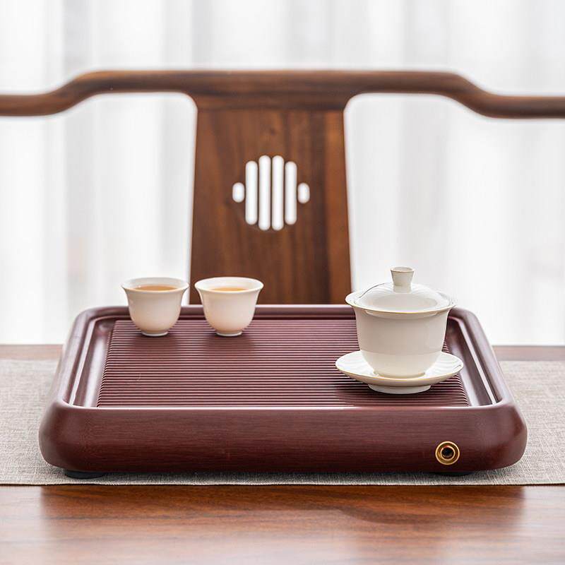 干德电木茶盘32支红檀料家用方形泡茶DMCPFXHL台实木公功夫大办小