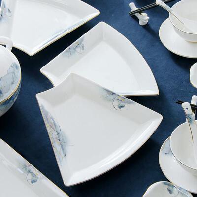 网红骨瓷拼盘餐夜PLX具组合创意家用深盘年餐饭具组套组合圆桌盘