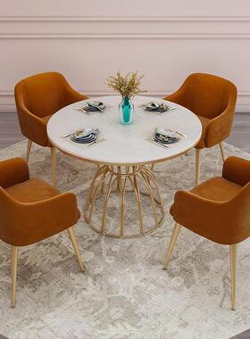 in奢s网红大厅理石餐桌奶茶轻小圆桌咖啡休闲94340接店待洽谈桌椅