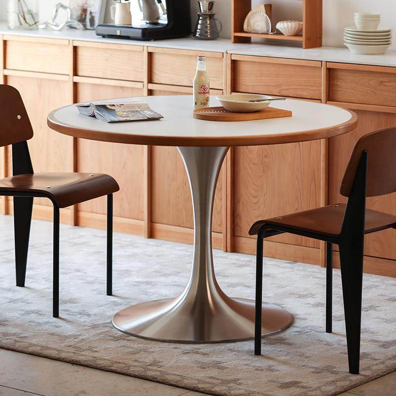 浮生记/北欧实木圆桌家用小户型圆形餐桌岩板现代简约郁金香餐桌