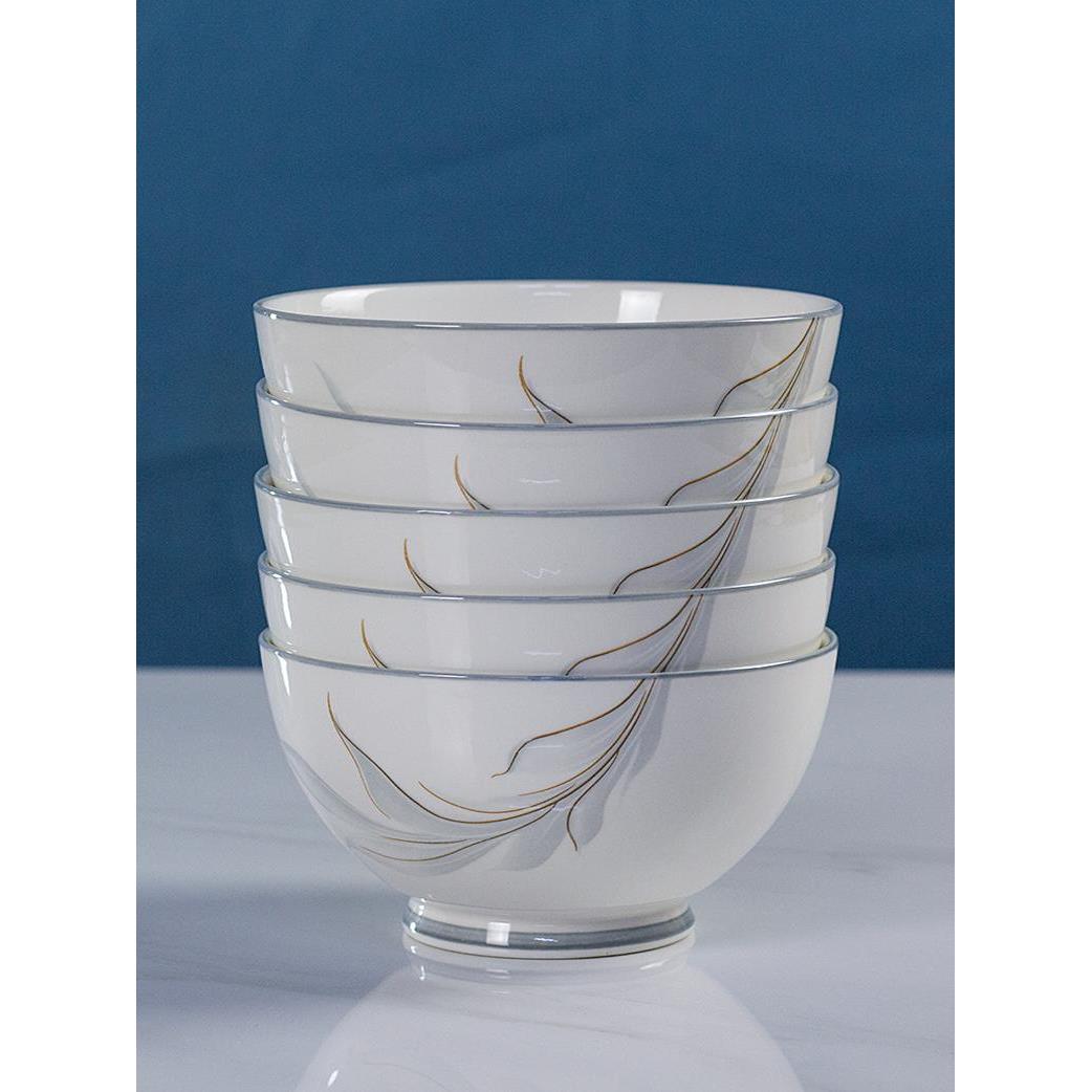 高档6个装微波炉5.5英寸饭碗高脚陶瓷碗5寸米饭碗6寸面碗8寸盘子