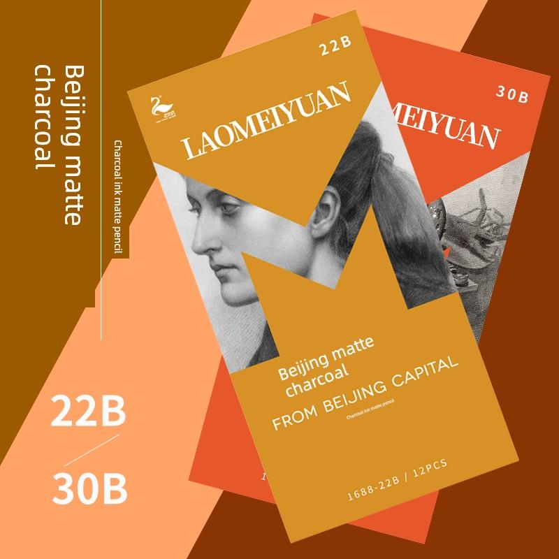 老美院北京哑炭22B30B哑光超黑素描铅笔炭笔不断芯不反光美术用