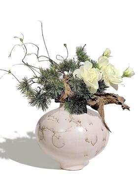 简约现代创意几何纹理圆形陶瓷花器客厅样板间售楼处客厅饰品摆件