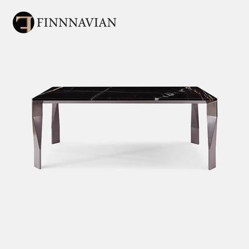 芬纳维亚 意式极简天然大理石饭桌轻奢别墅大平层长餐桌（钻石)