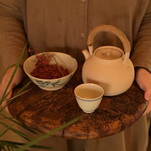 手工大漆风化老木盘整木侘寂壶承干泡盘茶具托盘古朴茶盘 寂山舍