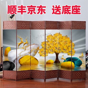 藤编中式 屏风隔断折叠可移动隔断式 卧室隔板办公室挡板家用推拉式