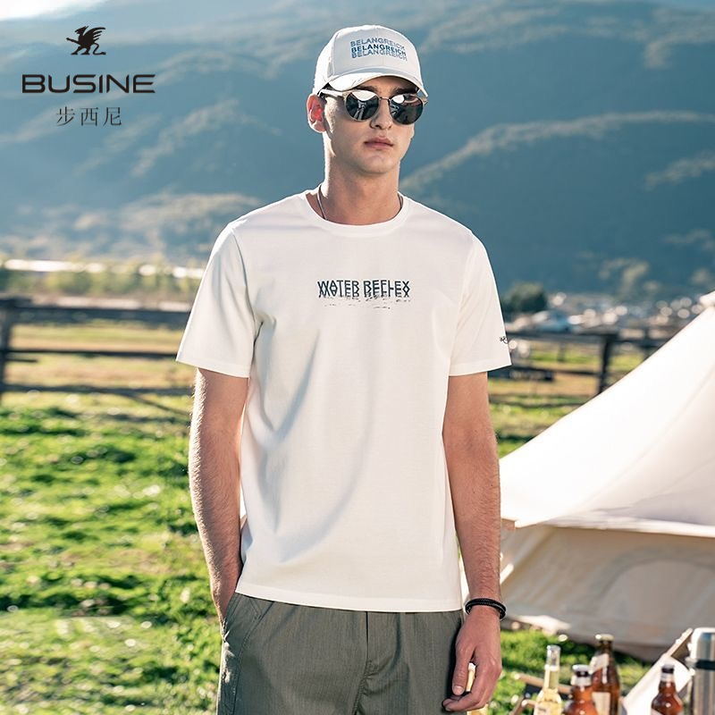Busine/步西尼商务休闲白色T恤短袖
