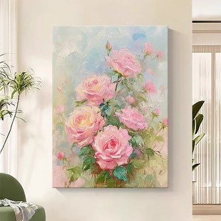 高级十字绣客厅卧室砖石贴画高难度 奶油风粉色玫瑰钻石画2025新款