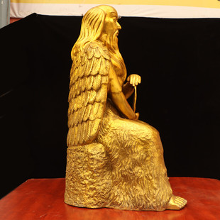 黄铜纯铜伏羲坐像摆件三皇之一八卦祖师人文始祖人王伏羲大帝铜像