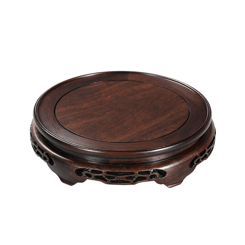 实木质圆形花瓶底座石头鱼缸花盆酒坛佛像茶壶工艺品摆件底座托架