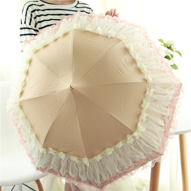 百盛洋伞 蕾丝伞拱形宫廷遮阳伞夏天公主宝塔裙边晴雨伞三折伞女