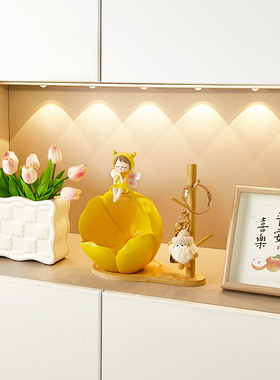 创意花仙子入户鞋柜钥匙收纳摆件家居饰品客厅玄关托盘置物架摆设