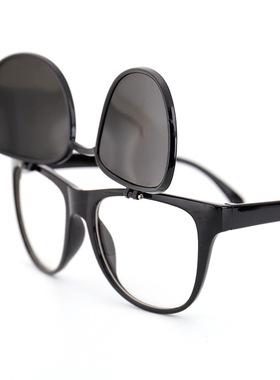 蛤蟆双层复古韩版太阳眼镜男女个性大框翻盖墨镜平光两用防晒眼镜