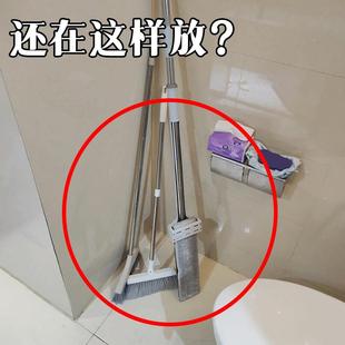 吸盘拖把壁挂夹浴室家用可移动免打孔强力承重挂钩拖布扫把脸盆架
