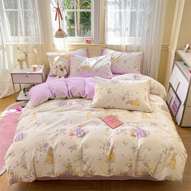 全棉卡通印花四件套纯棉床上被套床单学生宿舍家用单双人床笠床品