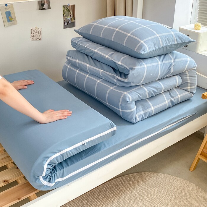 全棉水洗双拼被套四件套纯棉床垫套三件套学生宿舍上下铺床笠床单