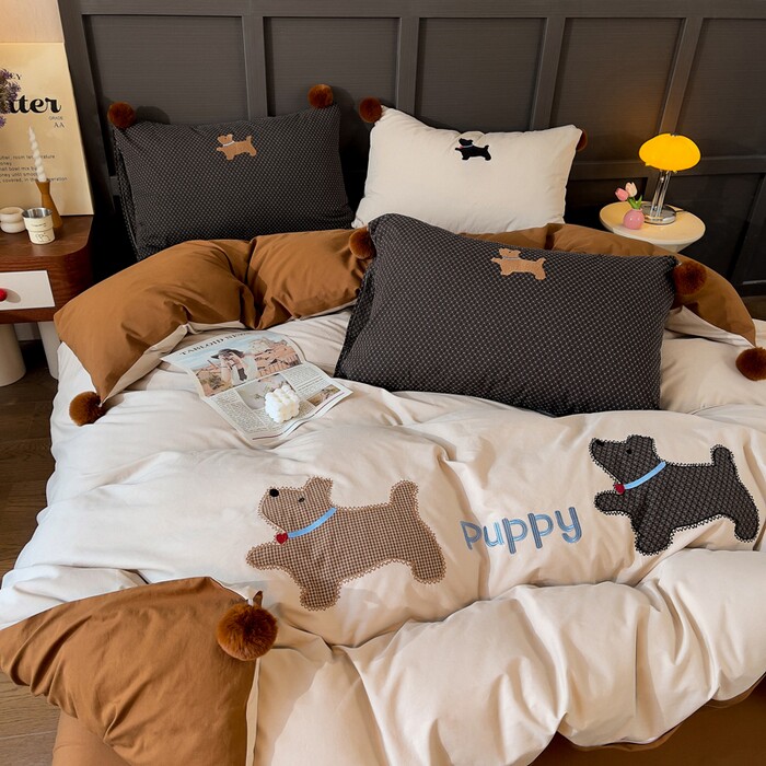 通毛巾绣A类全棉水洗棉贴布绣平绣纯棉四件套可爱童趣减龄床品