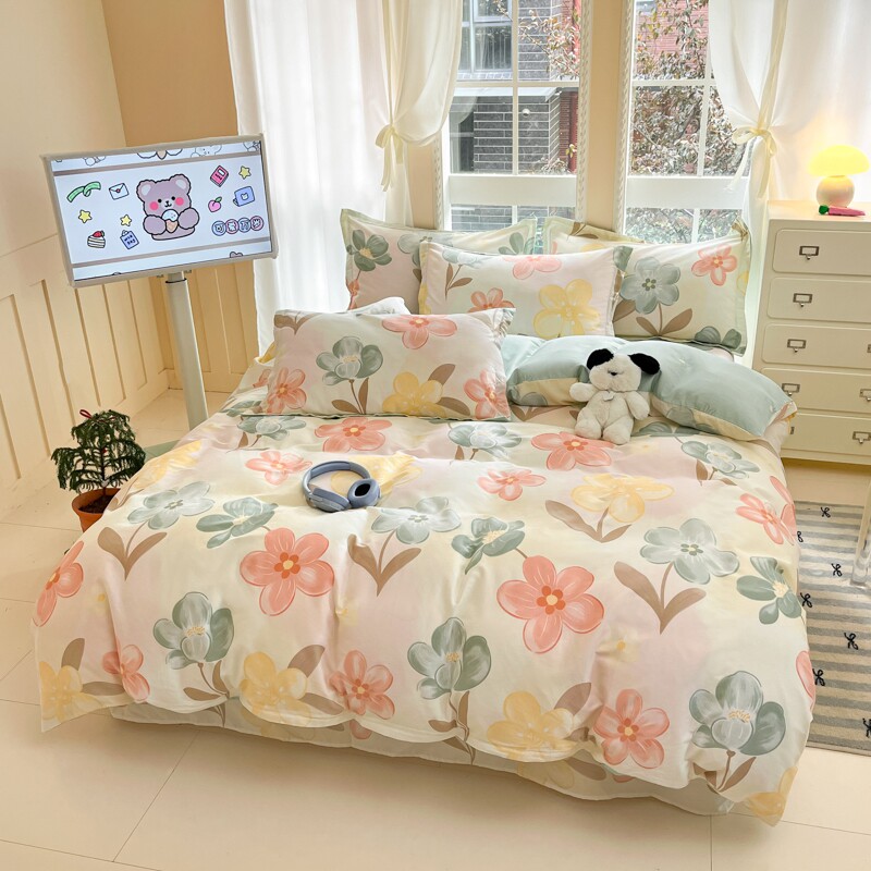 全棉印花四件套纯棉学生宿舍家居卧室单双人床品三件套被套床单