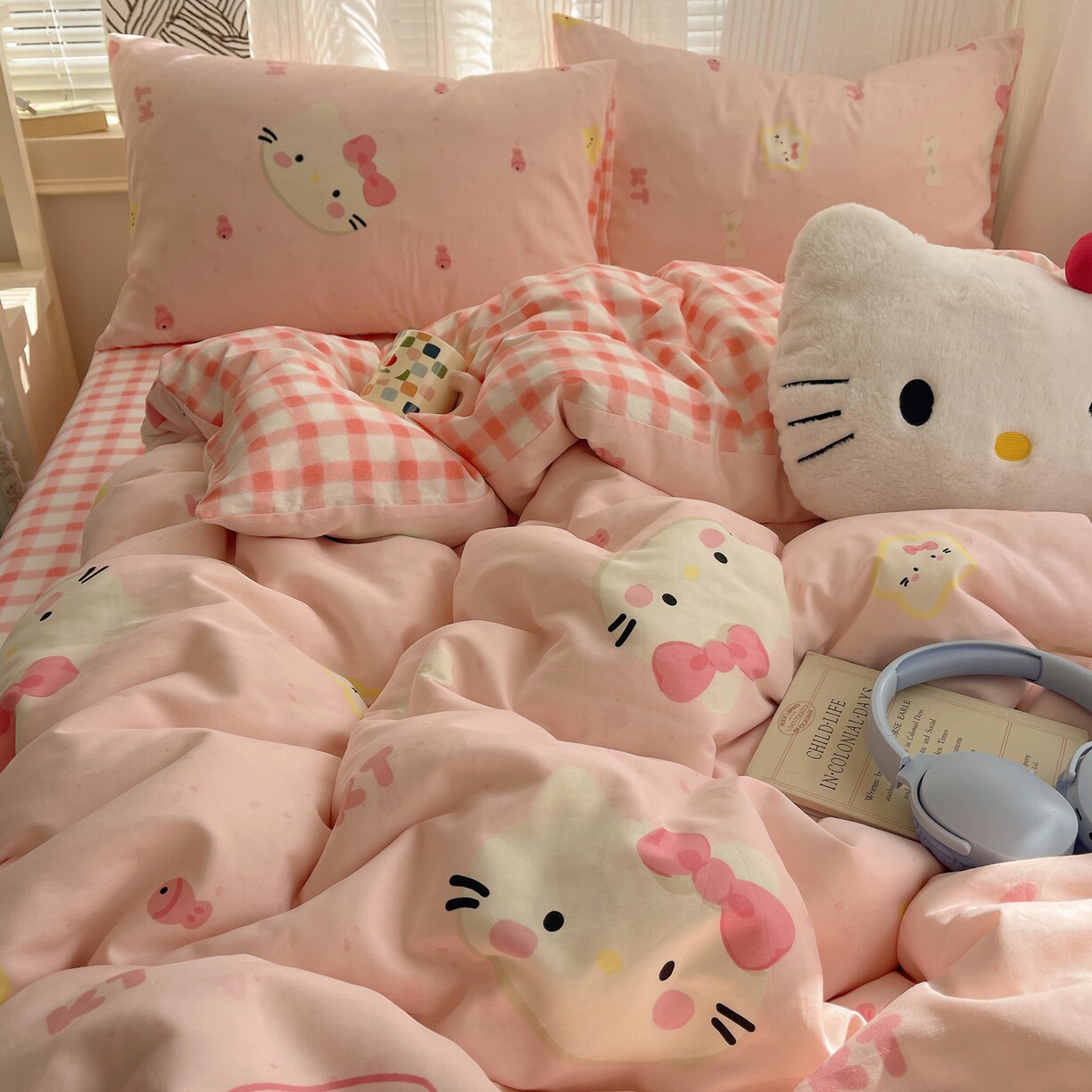 全棉卡通小猫四件套斜纹床品