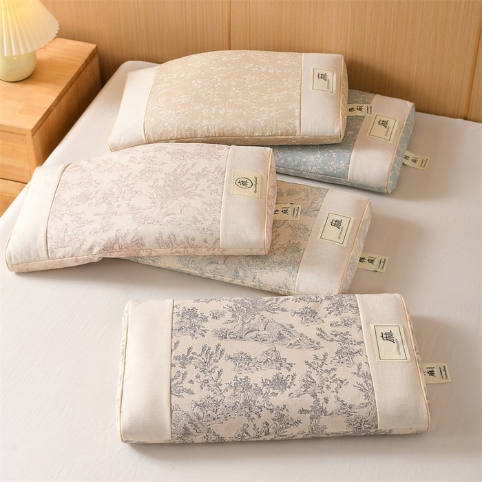 棉麻古朴宫廷荞麦枕枕头枕芯简约风花草成人护颈枕芯舒适助眠枕,床上用品,花草枕,淘宝优惠券,粉丝福利购,淘宝优惠卷